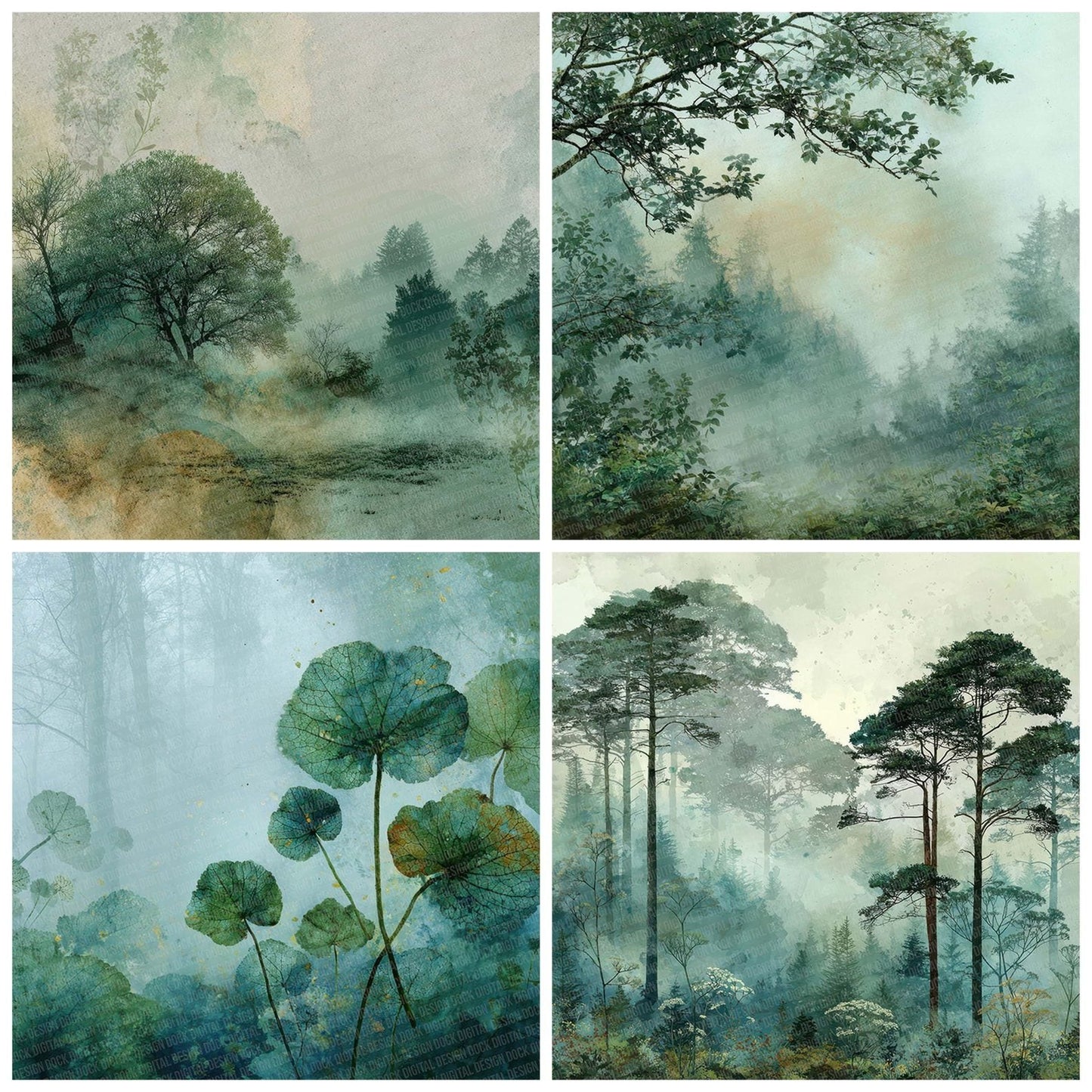 Jade Fog Botanical Digital Paper Pack (DDD002191)