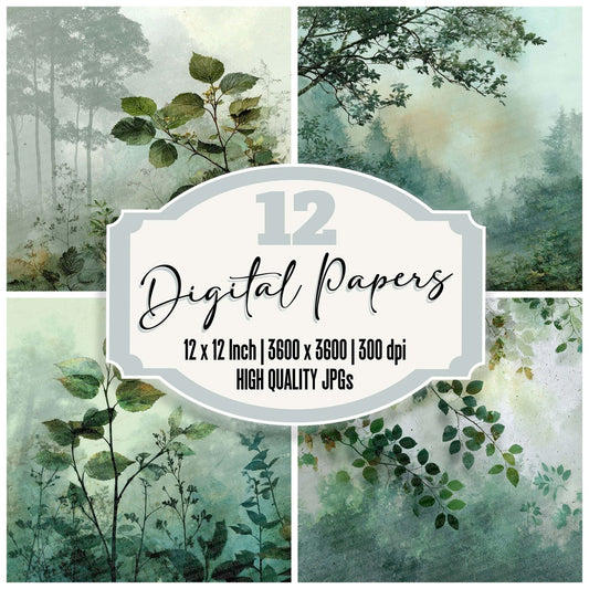 Jade Fog Botanical Digital Paper Pack (DDD002191)