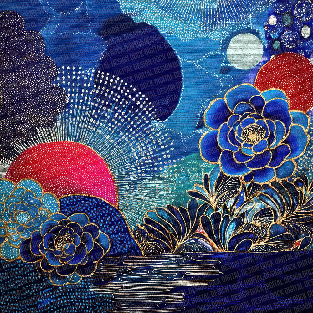 Japanese Floral Blues Digital Paper Pack (DDD002202)