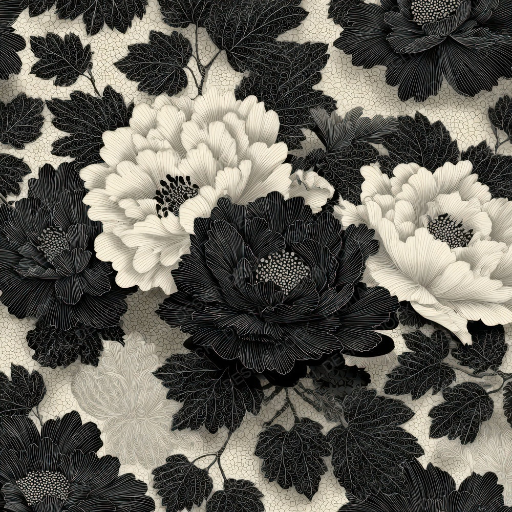 Japanese Ink Floral Background Digital Paper Pack (DDD007859)