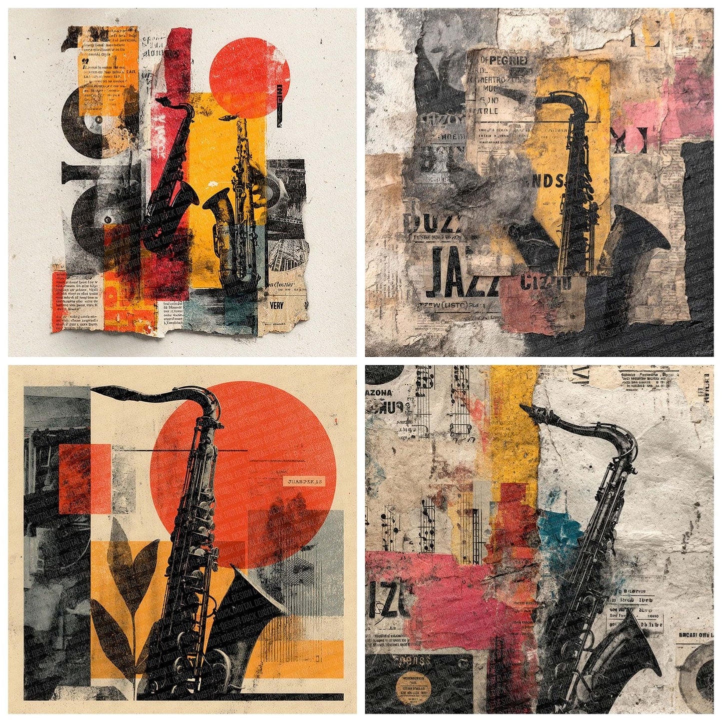Jazz Collage Rip Digital Paper Pack (DDD002209)