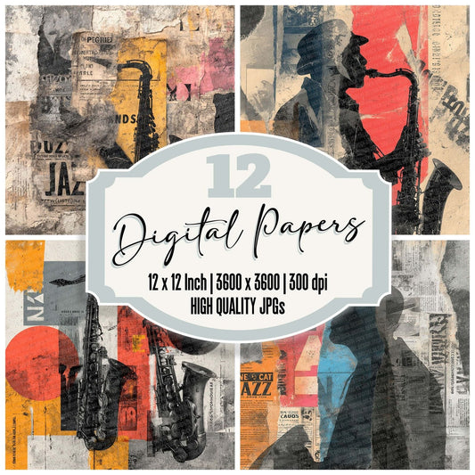 Jazz Collage Rip Digital Paper Pack (DDD002209)
