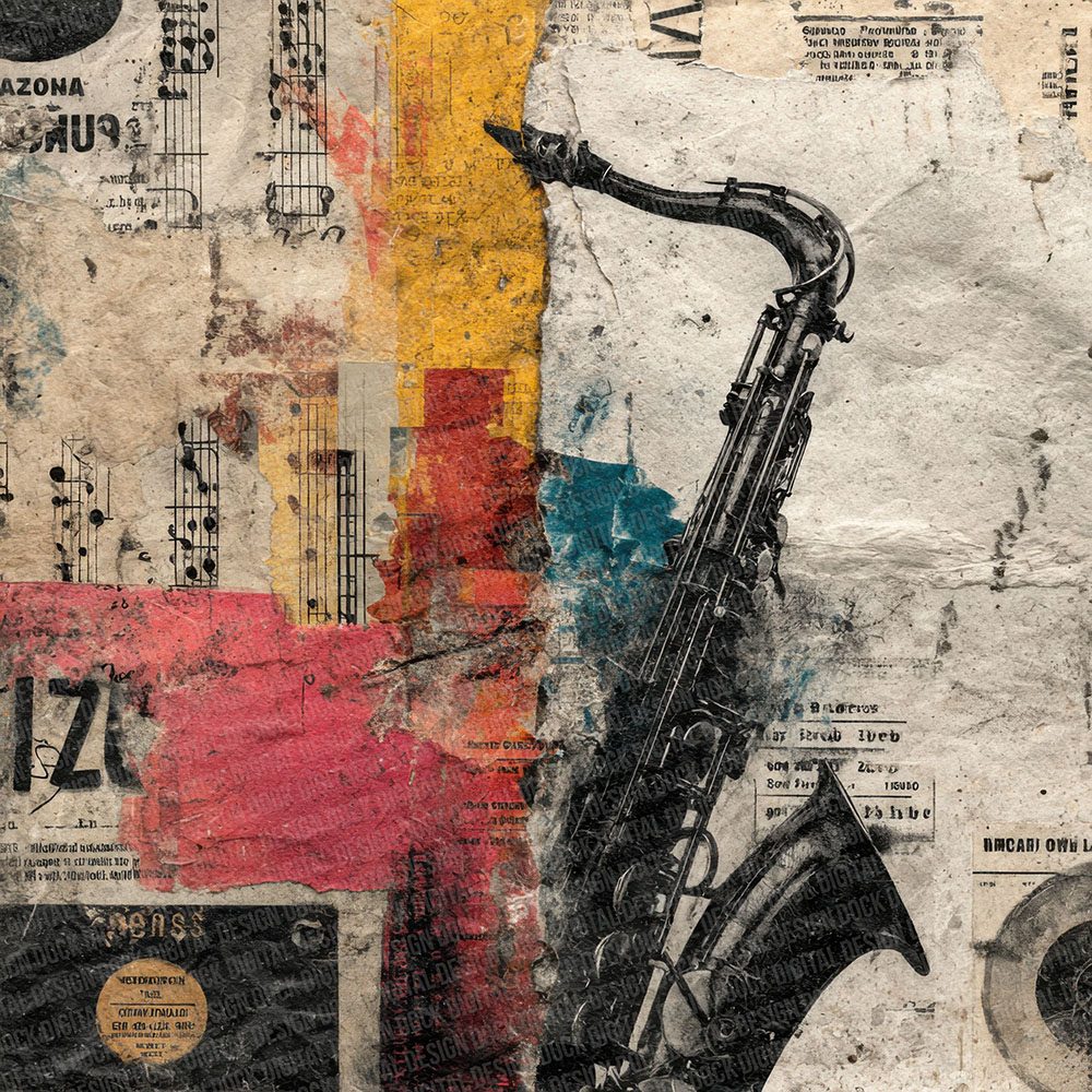 Jazz Collage Rip Digital Paper Pack (DDD002209)