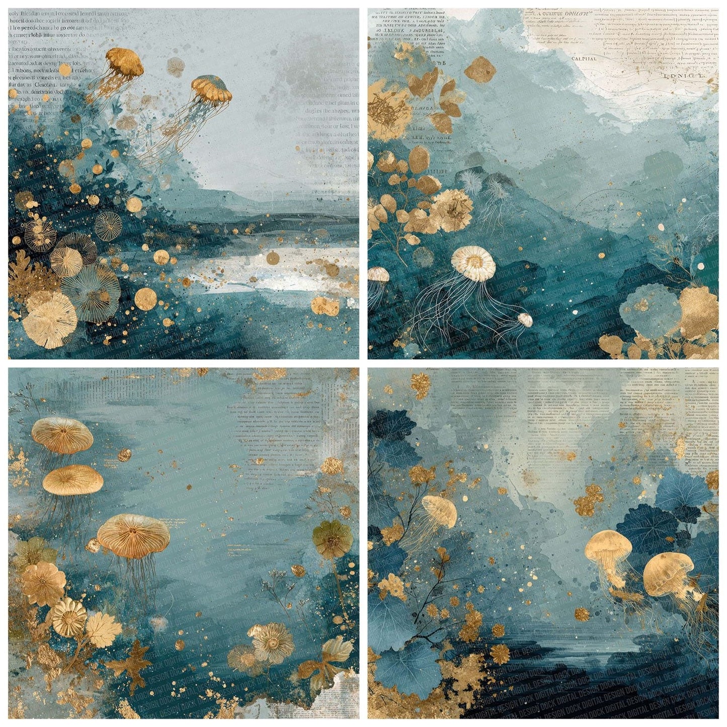 Jelly Fish Astro Layers Digital Paper Pack (DDD002211)