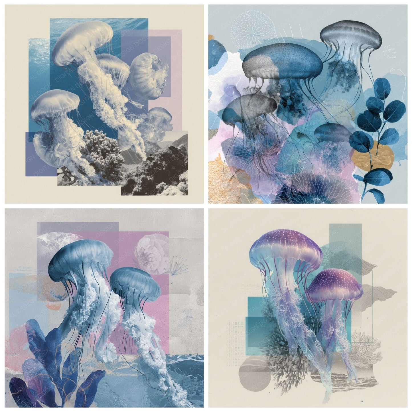 Jellyfish Drift Moodboard Digital Paper Pack (DDD000028)