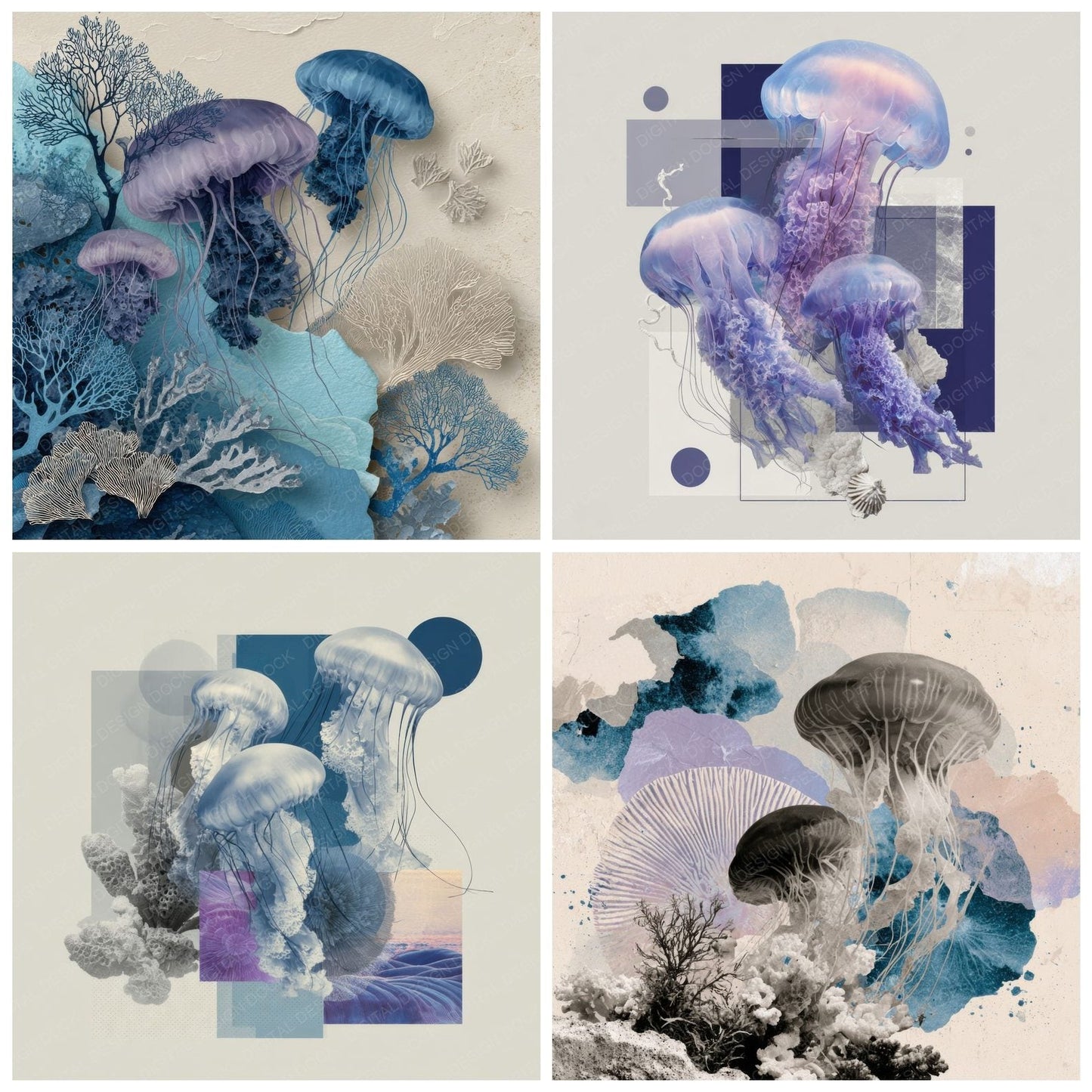 Jellyfish Drift Moodboard Digital Paper Pack (DDD000028)