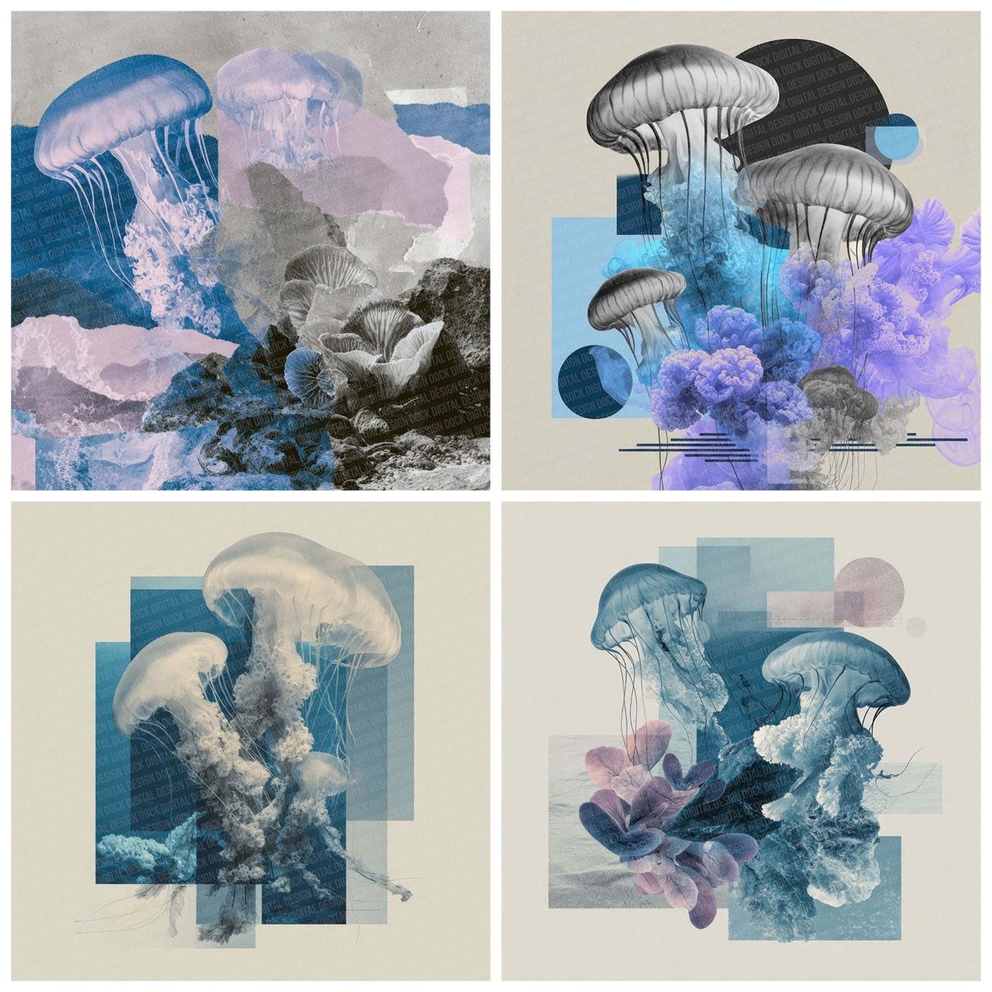 Jellyfish Ocean Moodboard Digital Paper Pack (DDD002214)
