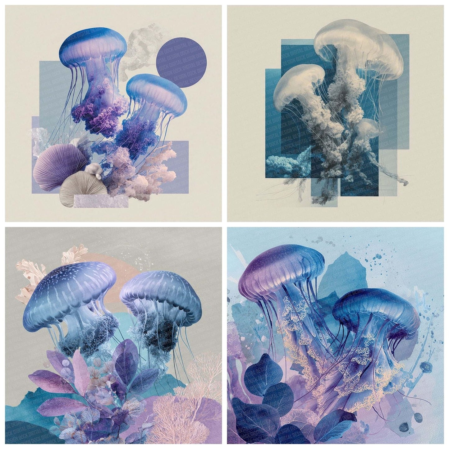 Jellyfish Ocean Moodboard Digital Paper Pack (DDD002214)