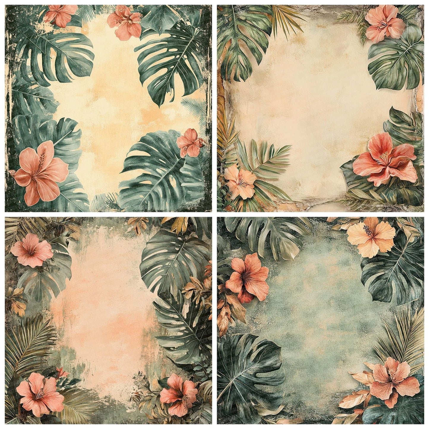 Jungle Floral Frame Digital Paper Pack (DDD002218)