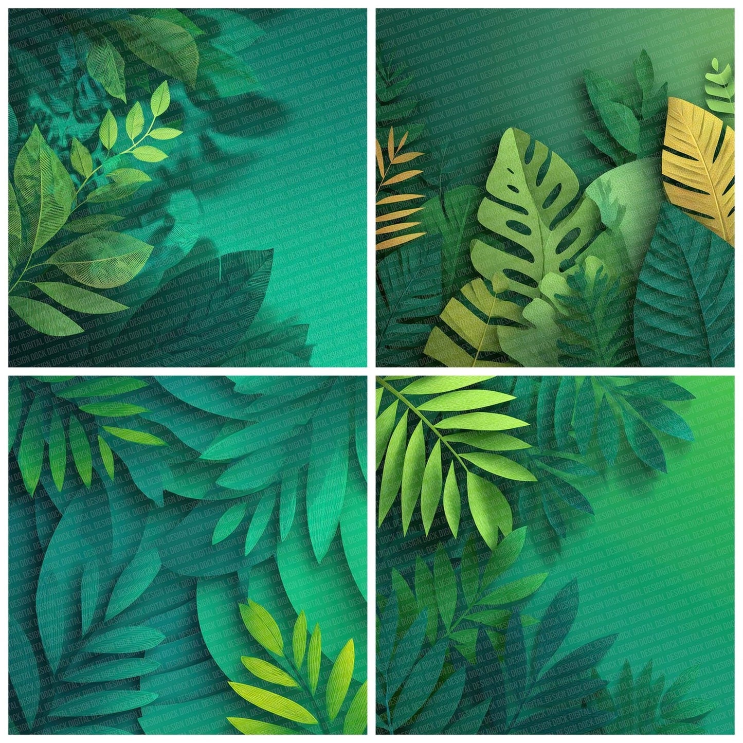 Jungle Leaf Fade Digital Paper Pack (DDD002220)