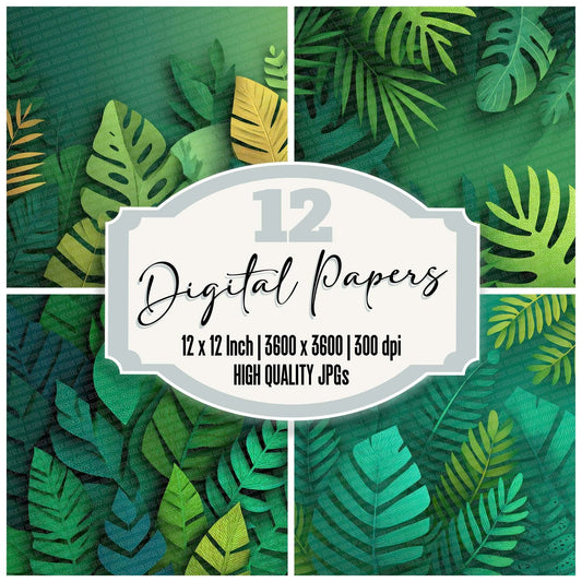 Jungle Leaf Fade Digital Paper Pack (DDD002220)