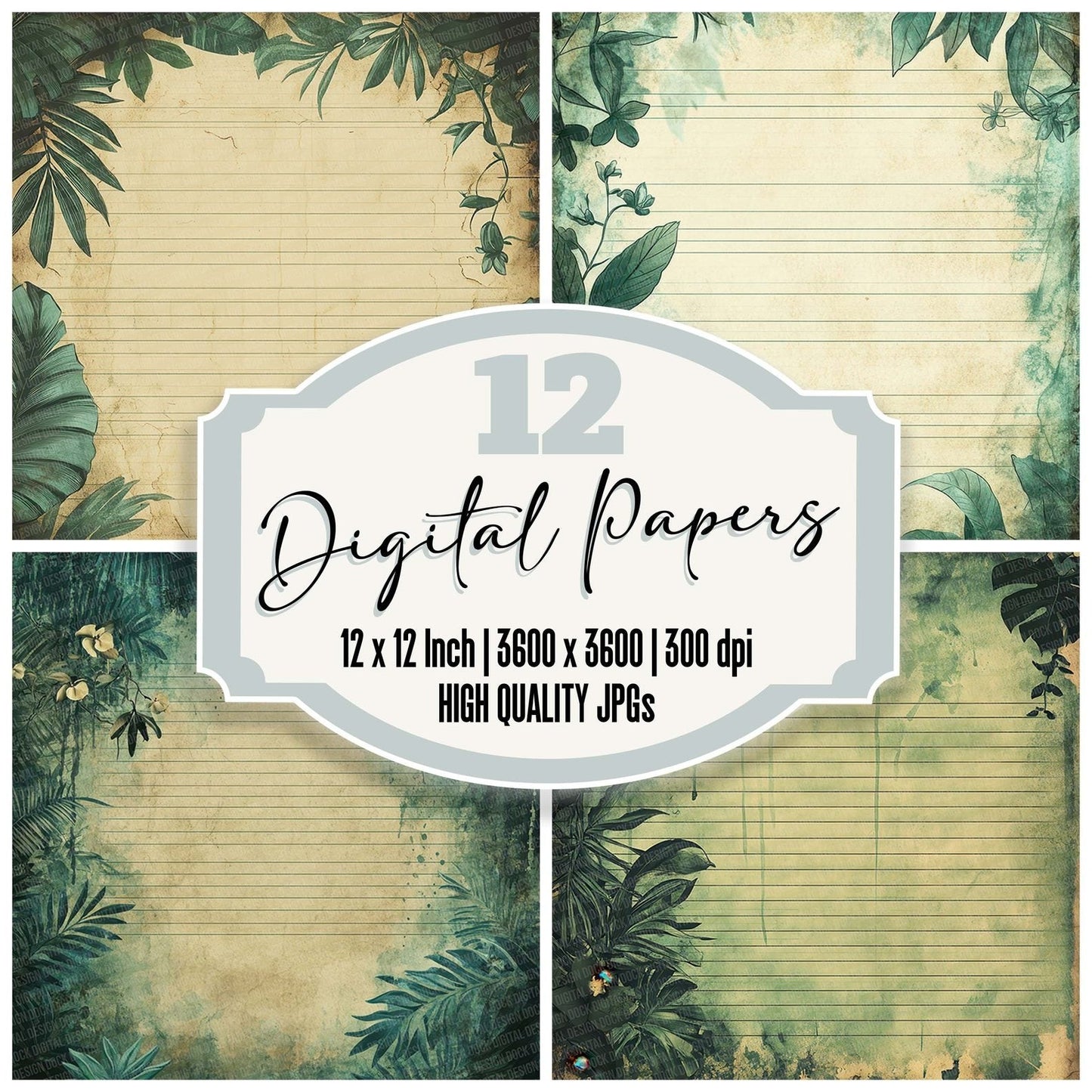 Jungle Orchid Border Digital Paper Pack (DDD002221)