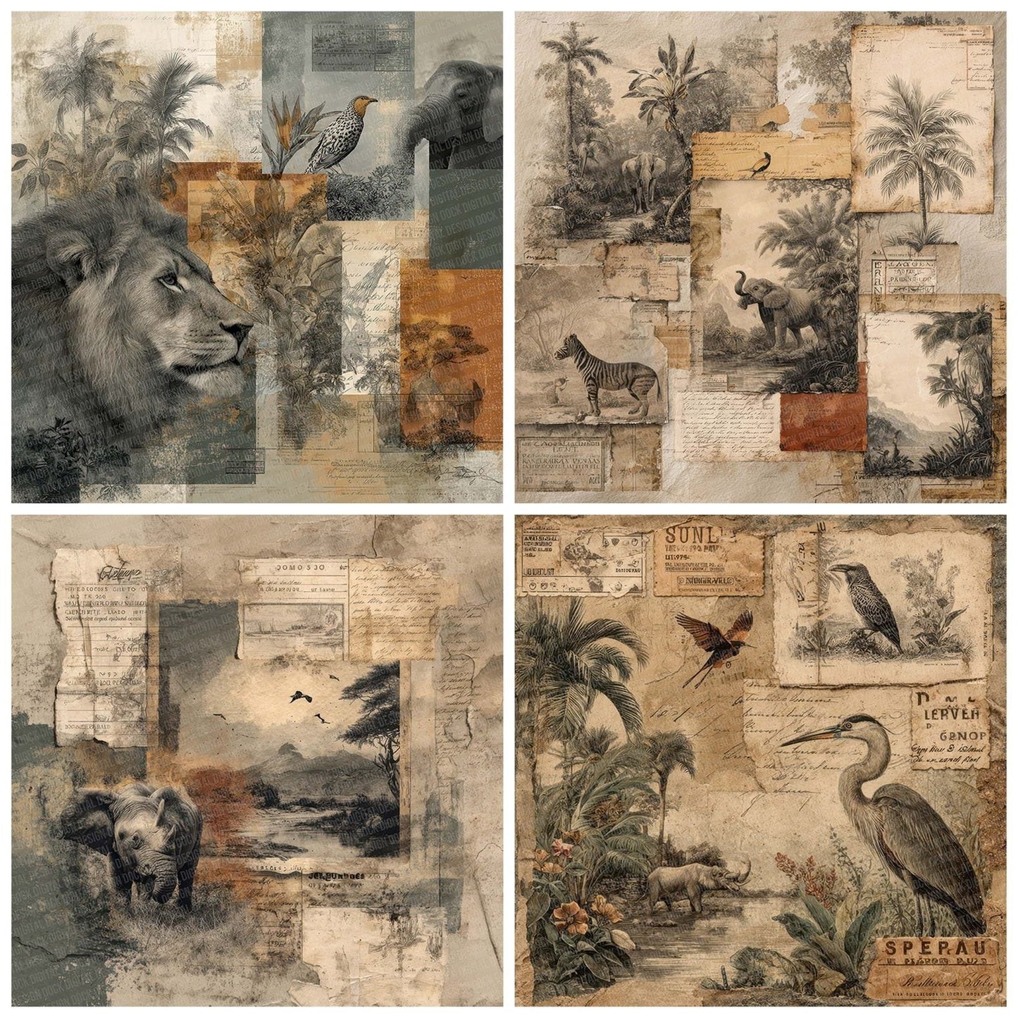 Jungle Safari Scrapbook Digital Paper Pack (DDD002223)