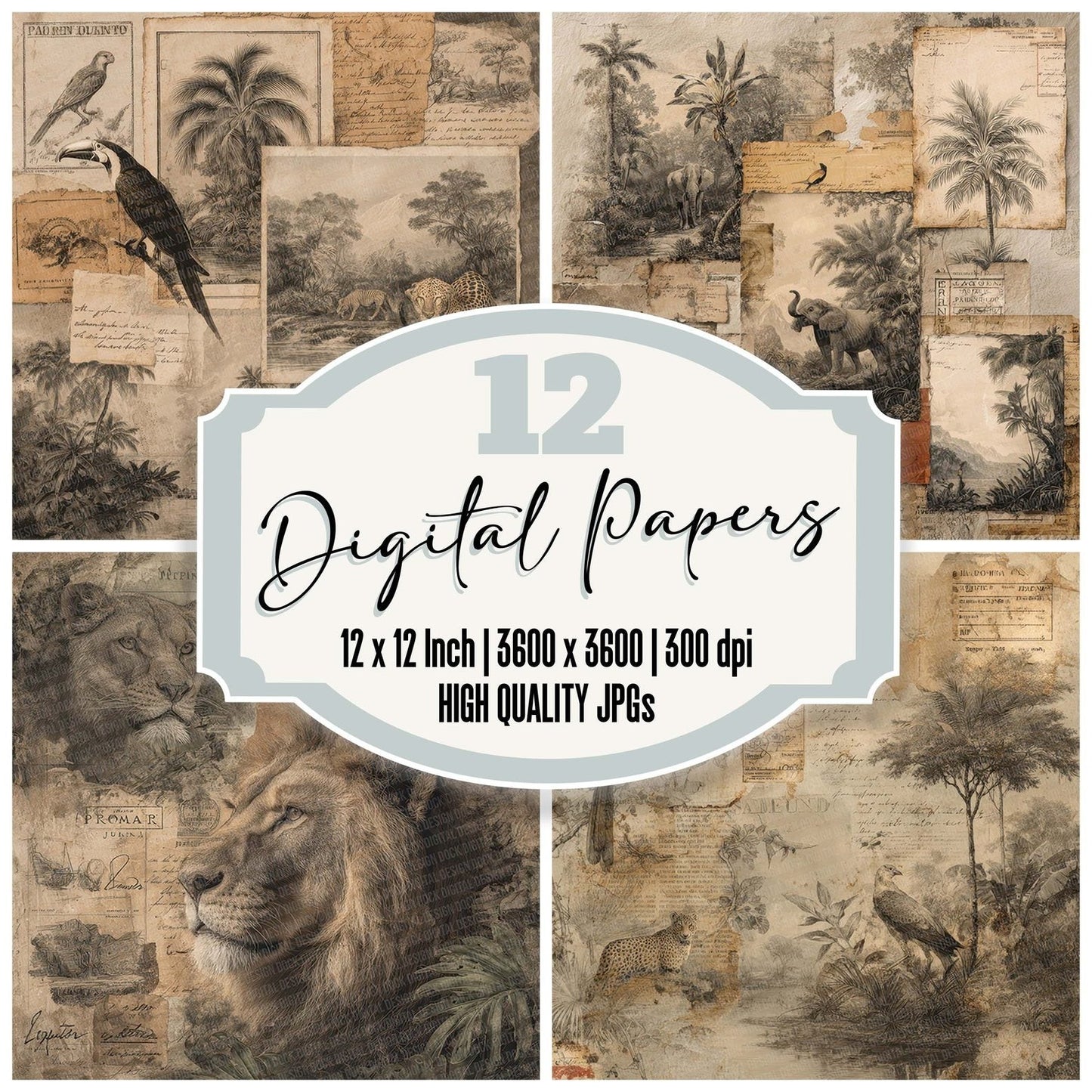 Jungle Safari Scrapbook Digital Paper Pack (DDD002223)
