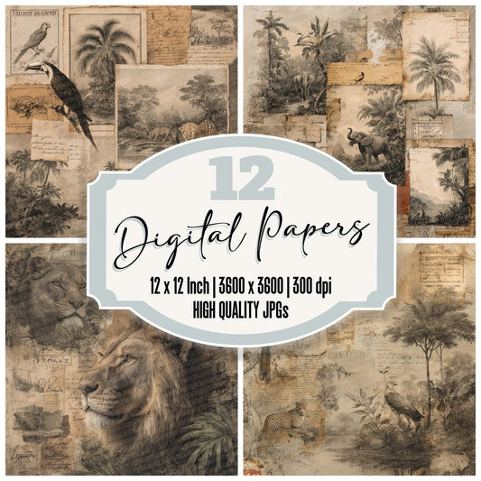 Jungle Safari Scrapbook Digital Paper Pack (DDD002223)