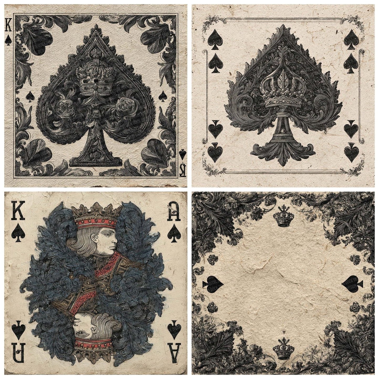 King Spades Background Digital Paper Pack (DDD002239)