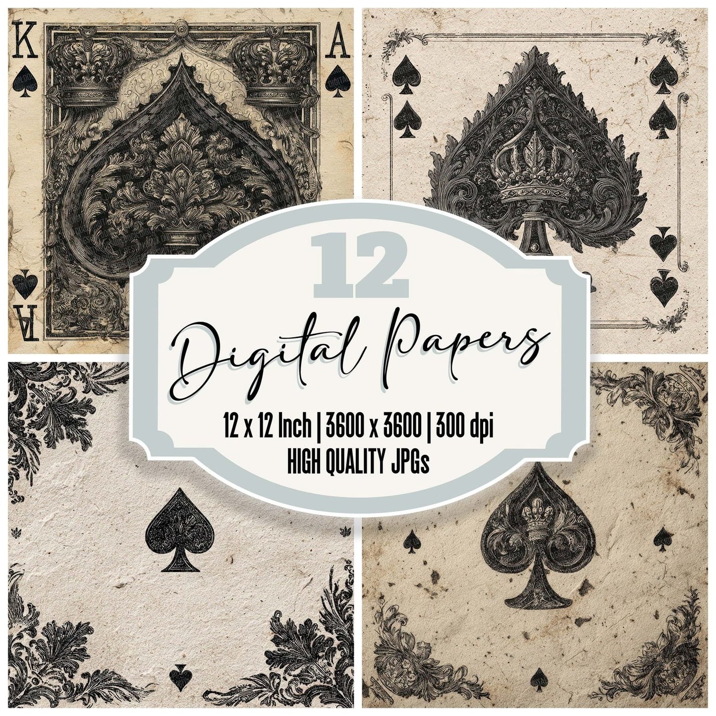 King Spades Background Digital Paper Pack (DDD002239)