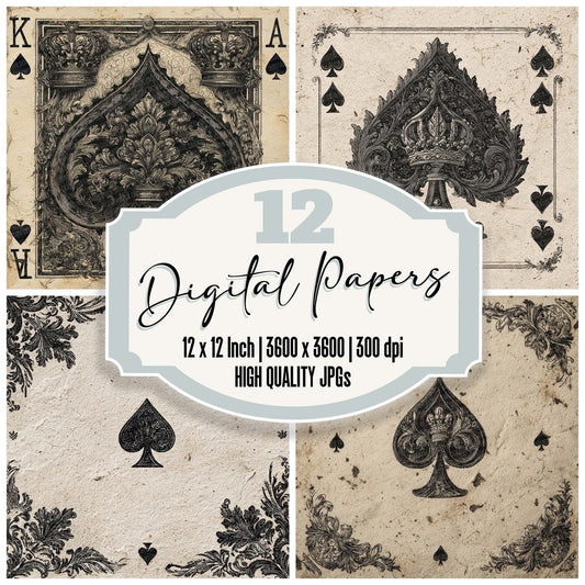 King Spades Background Digital Paper Pack (DDD002239)