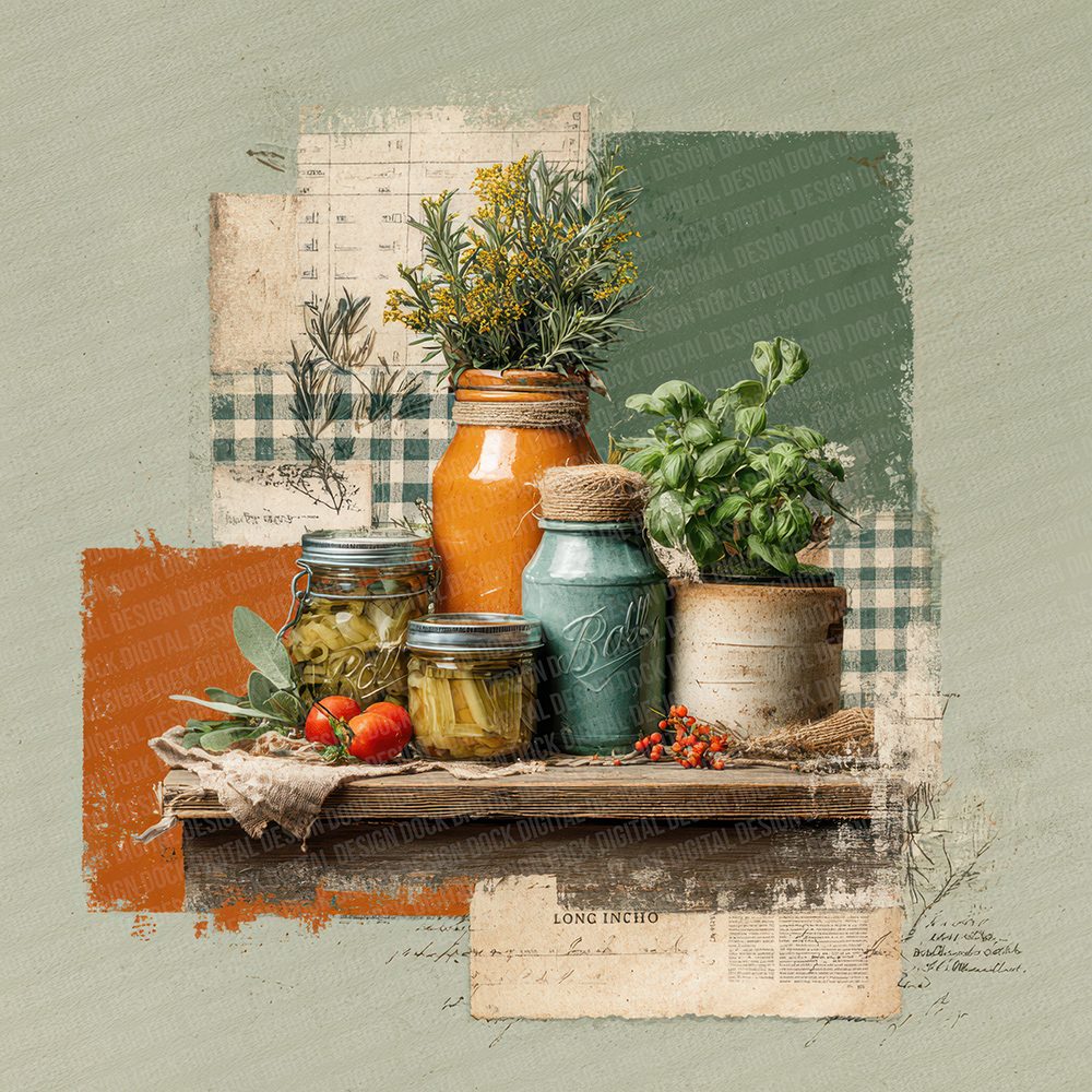 Kitchen Recipe Collage Digital Paper Pack (DDD002241)