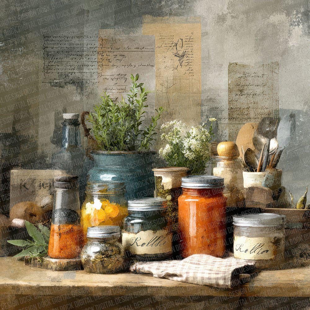 Kitchen Recipe Collage Digital Paper Pack (DDD002241)