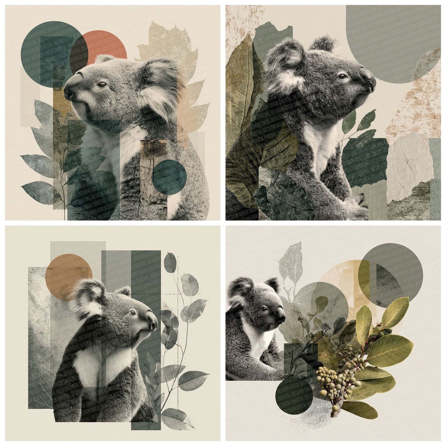 Koala Eucalyptus Moodboard Digital Paper Pack (DDD002249)