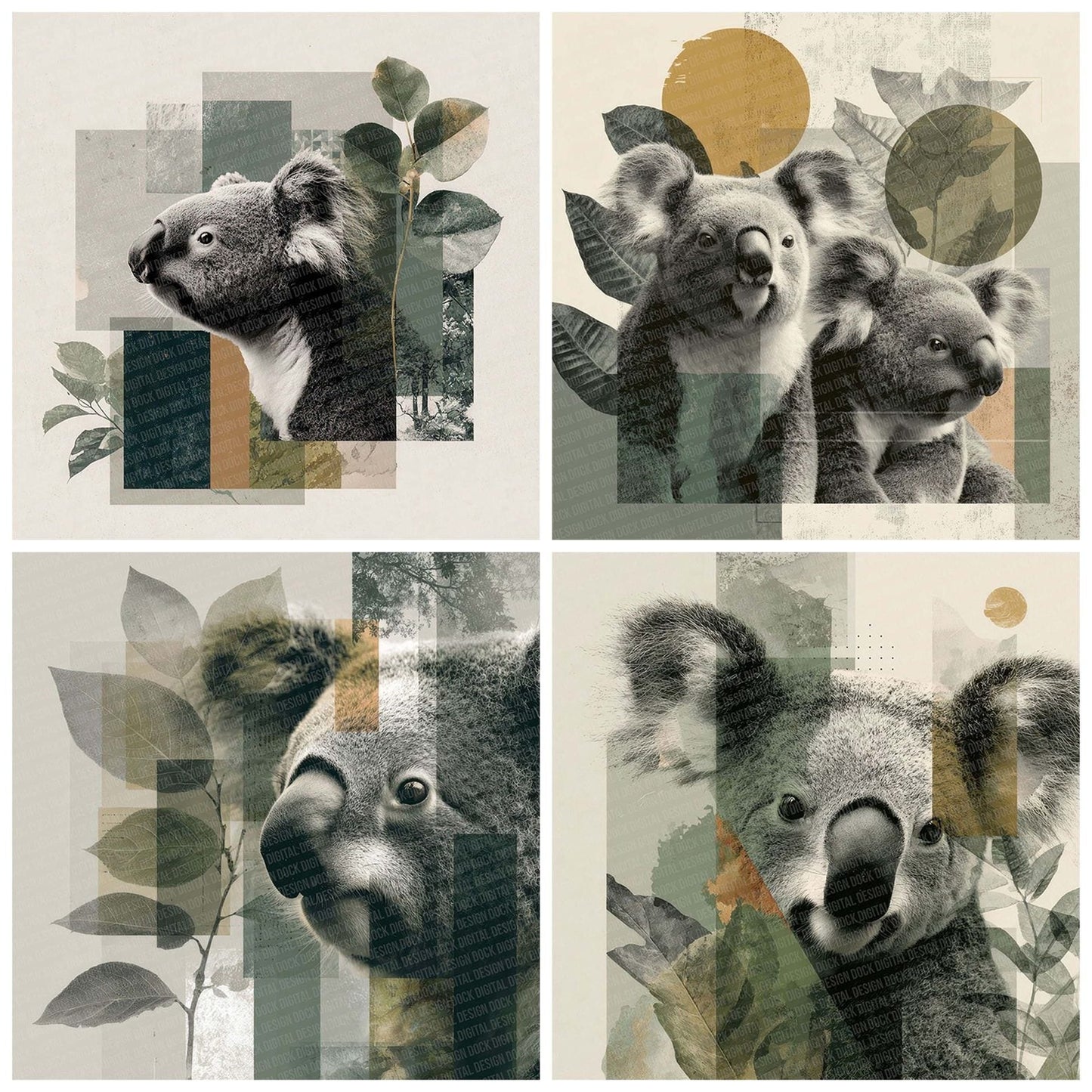 Koala Eucalyptus Moodboard Digital Paper Pack (DDD002249)