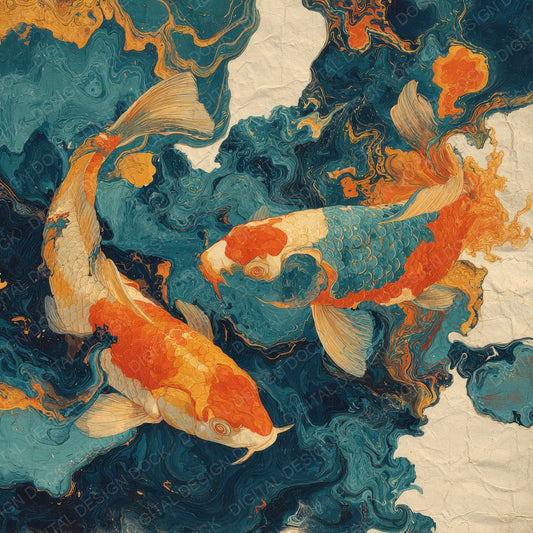 Koi Marble Rice Paper Digital Paper Pack (DDD007664)