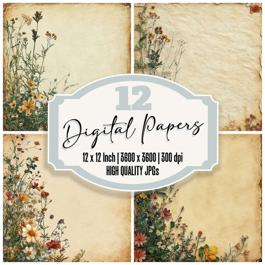 Kraft Rust Wildflower Digital Paper Pack (DDD002259)