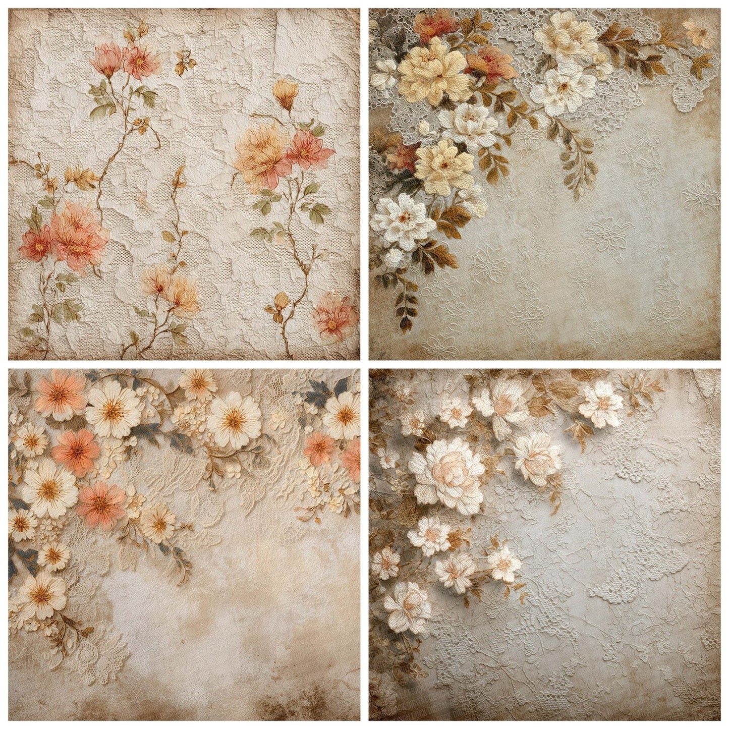 Lace Floral Wallpaper Digital Paper Pack (DDD007667)