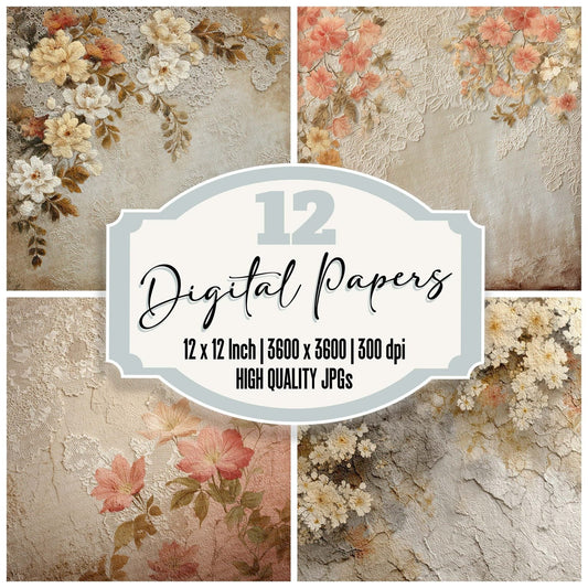 Lace Floral Wallpaper Digital Paper Pack (DDD007667)