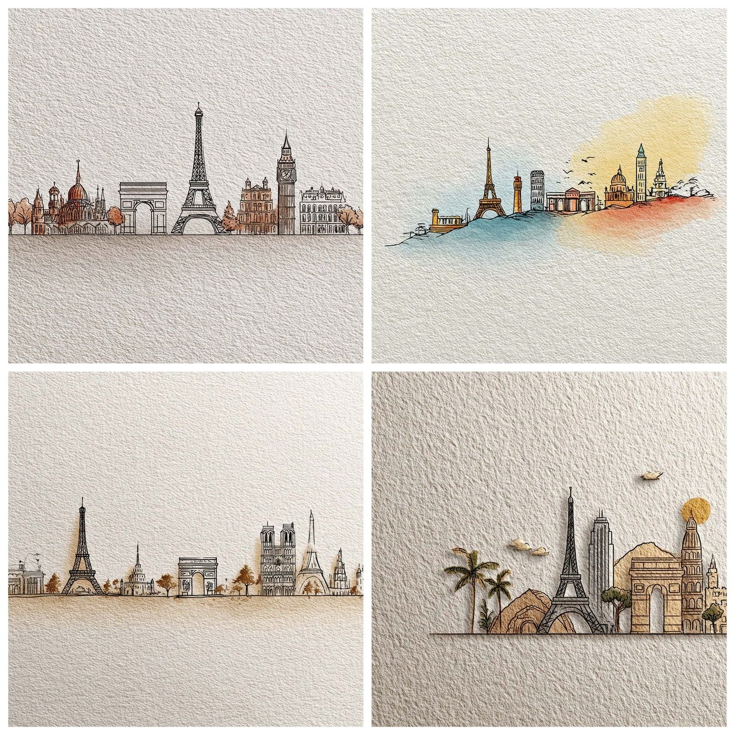 Landmark Outline Travel Digital Paper Pack (DDD002272)