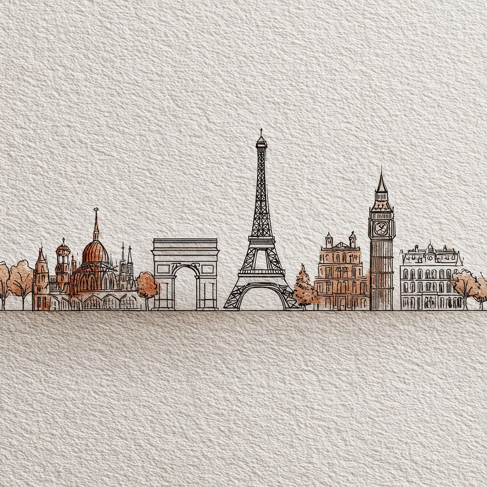 Landmark Outline Travel Digital Paper Pack (DDD002272)
