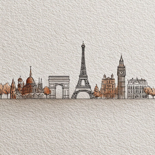 Landmark Outline Travel Digital Paper Pack (DDD002272)