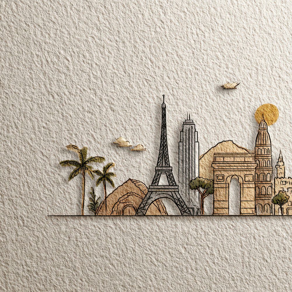 Landmark Outline Travel Digital Paper Pack (DDD002272)