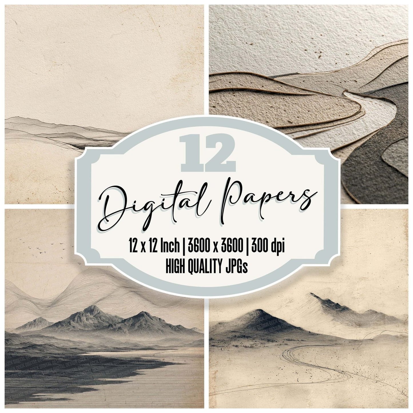 Landscape Contour Lines Digital Paper Pack (DDD002273)