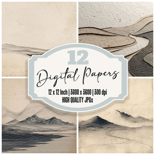 Landscape Contour Lines Digital Paper Pack (DDD002273)