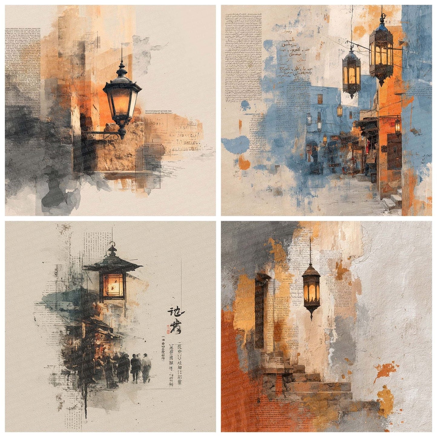 Lantern Market Script Digital Paper Pack (DDD002274)