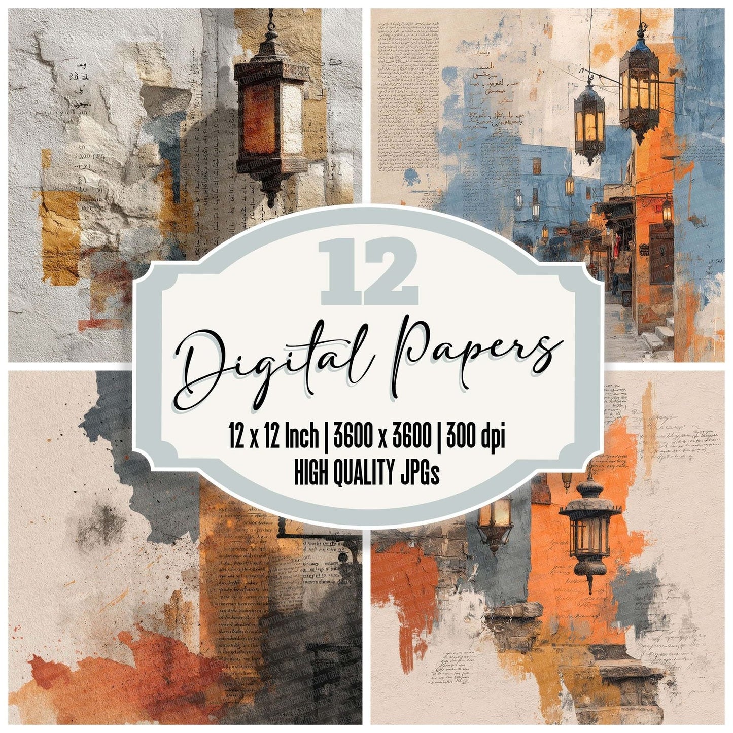 Lantern Market Script Digital Paper Pack (DDD002274)