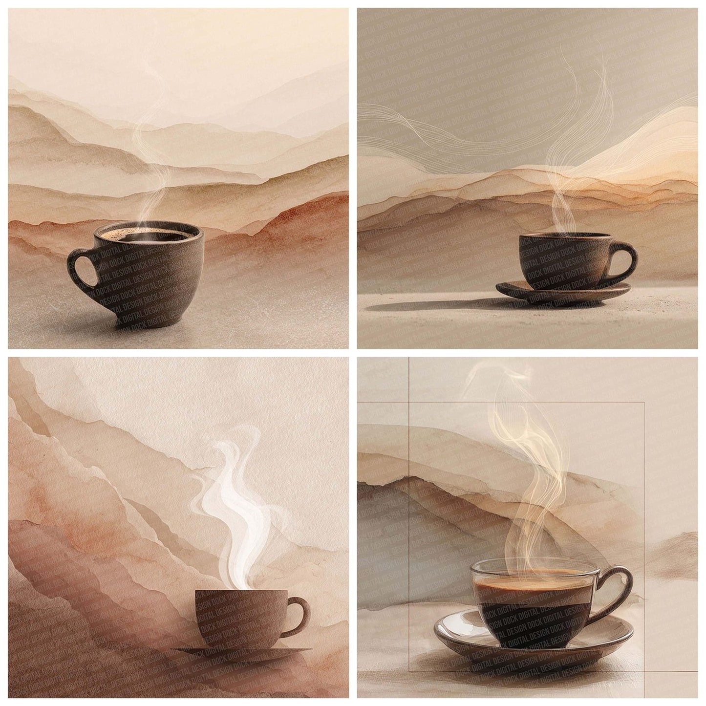 Latte Steam LineArt Wash Digital Paper Pack (DDD002278)