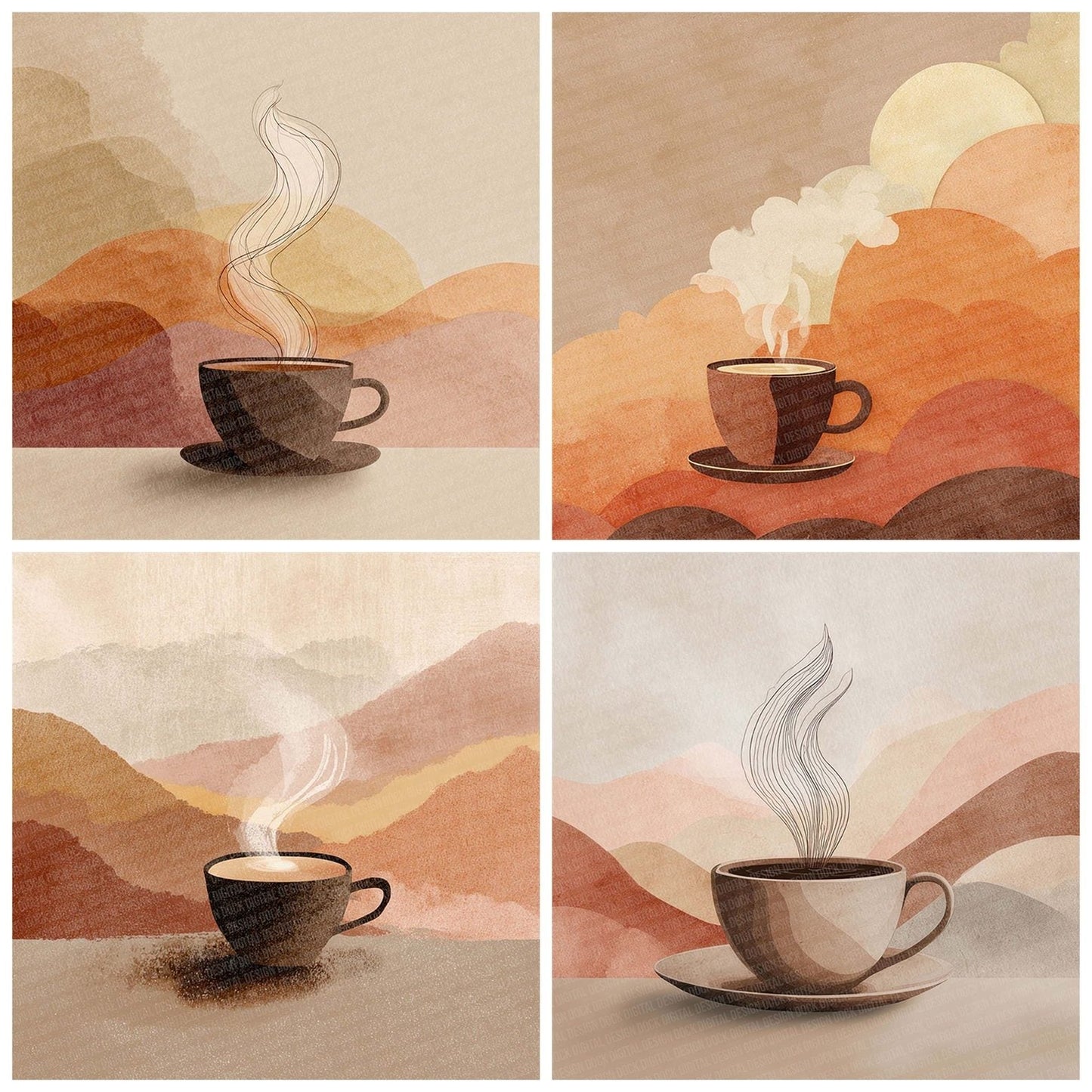 Latte Steam LineArt Wash Digital Paper Pack (DDD002278)
