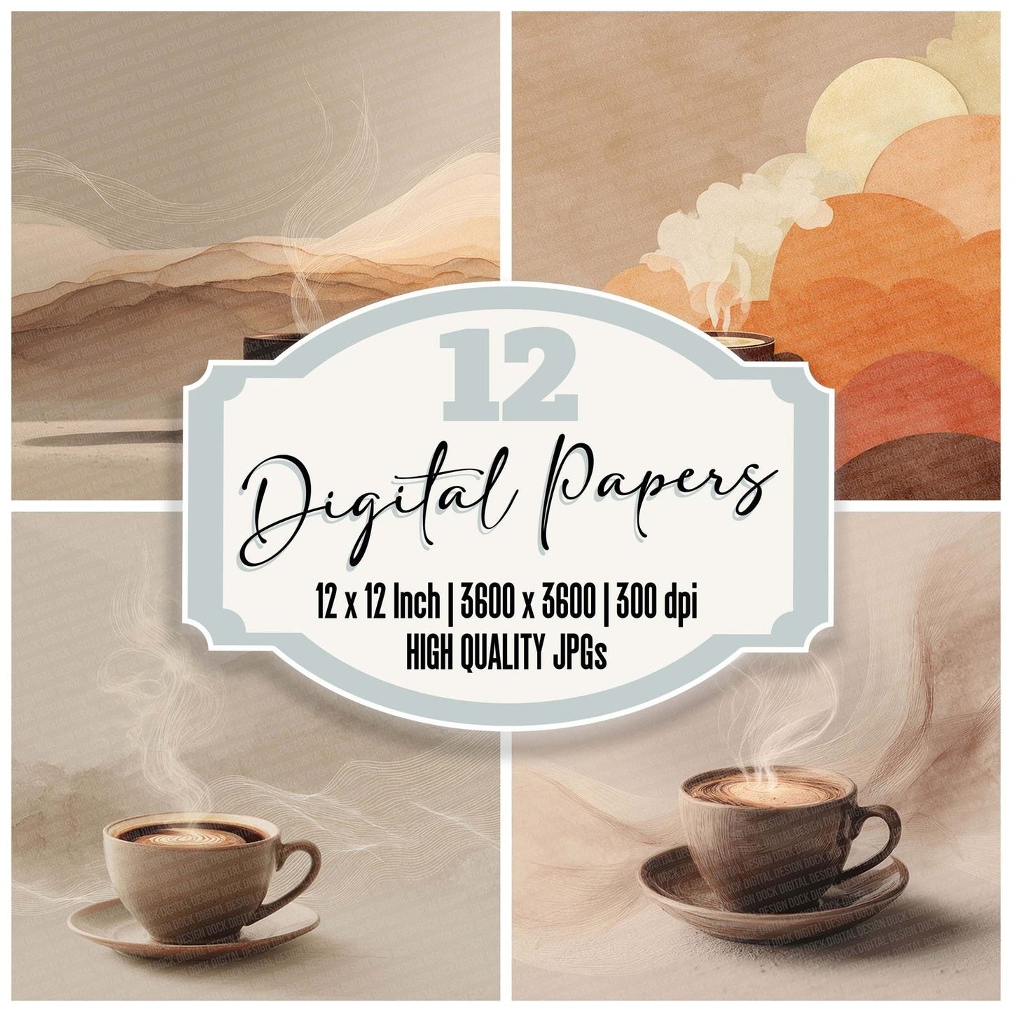 Latte Steam LineArt Wash Digital Paper Pack (DDD002278)