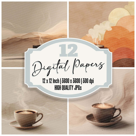 Latte Steam LineArt Wash Digital Paper Pack (DDD002278)