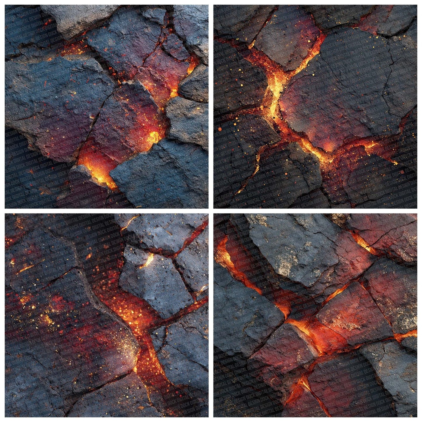 Lava Vein Burn Digital Paper Pack (DDD002282)