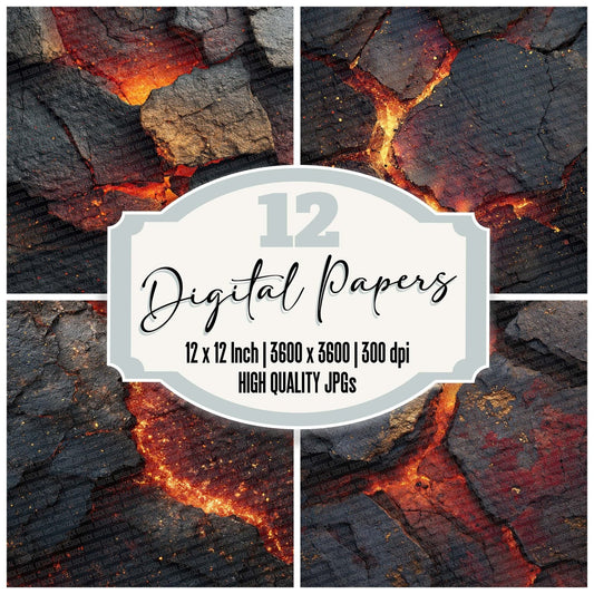 Lava Vein Burn Digital Paper Pack (DDD002282)
