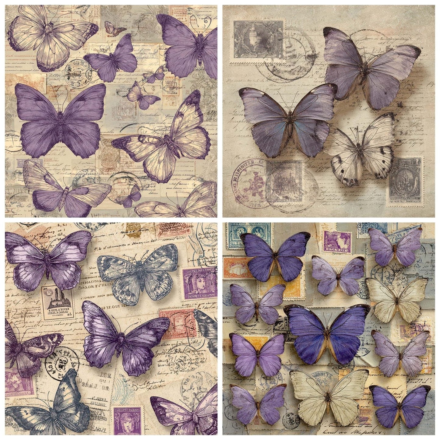 Lavender Butterfly Stamp Digital Paper Pack (DDD007668)