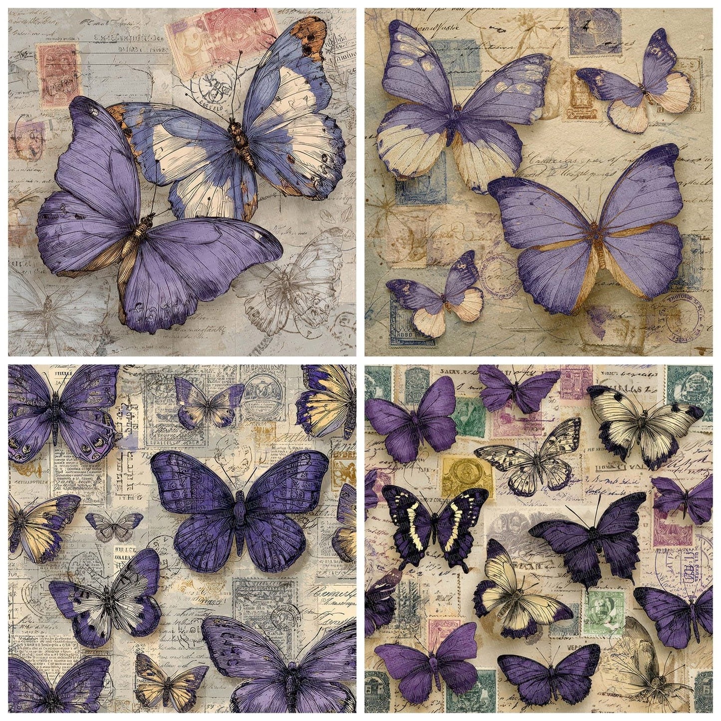 Lavender Butterfly Stamp Digital Paper Pack (DDD007668)