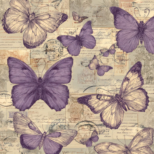 Lavender Butterfly Stamp Digital Paper Pack (DDD007668)