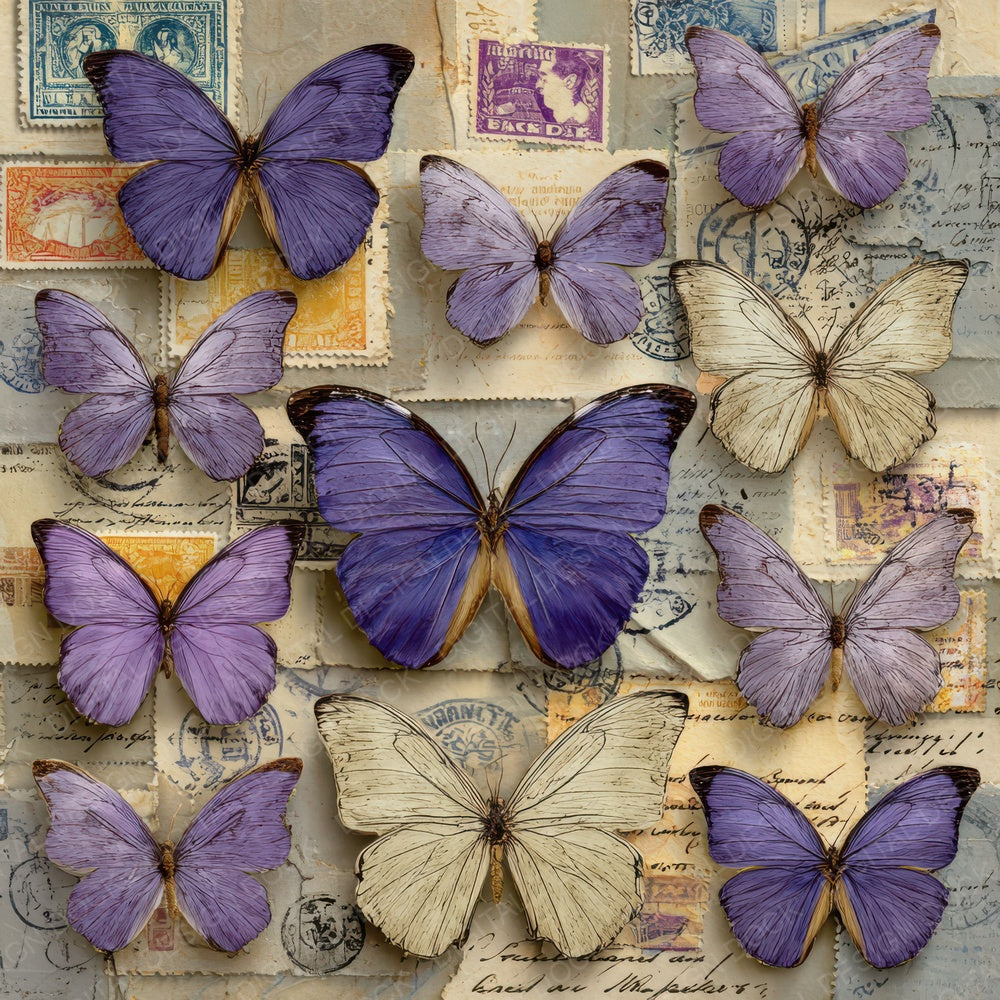Lavender Butterfly Stamp Digital Paper Pack (DDD007668)