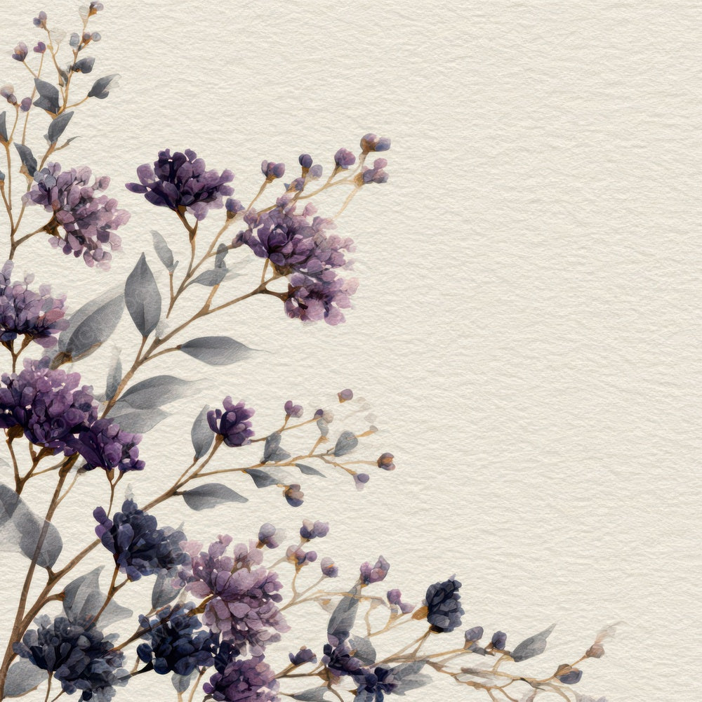 Lavender Floral Border Digital Paper Pack (DDD007875)