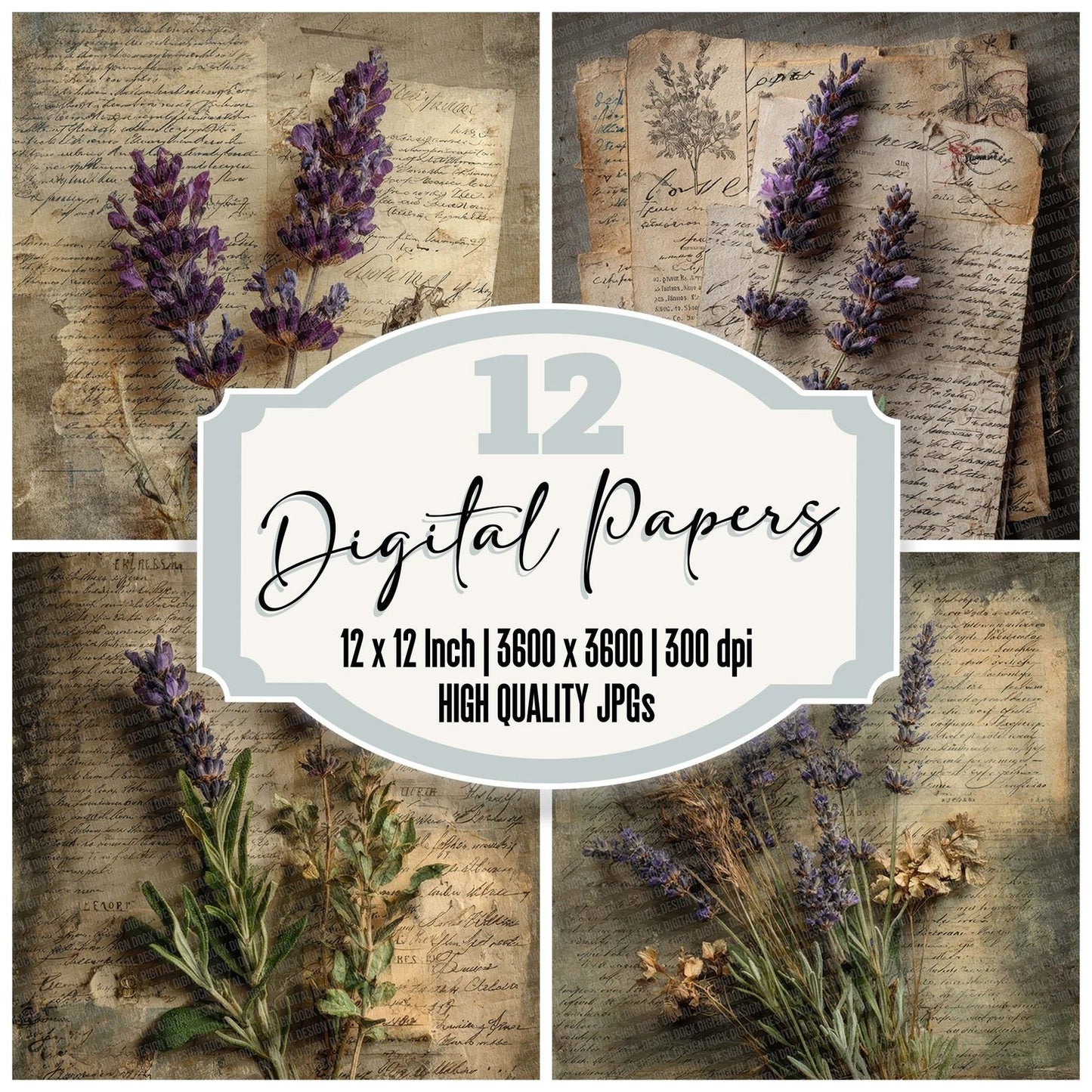 Lavender Herb Recipe Digital Paper Pack (DDD007669)